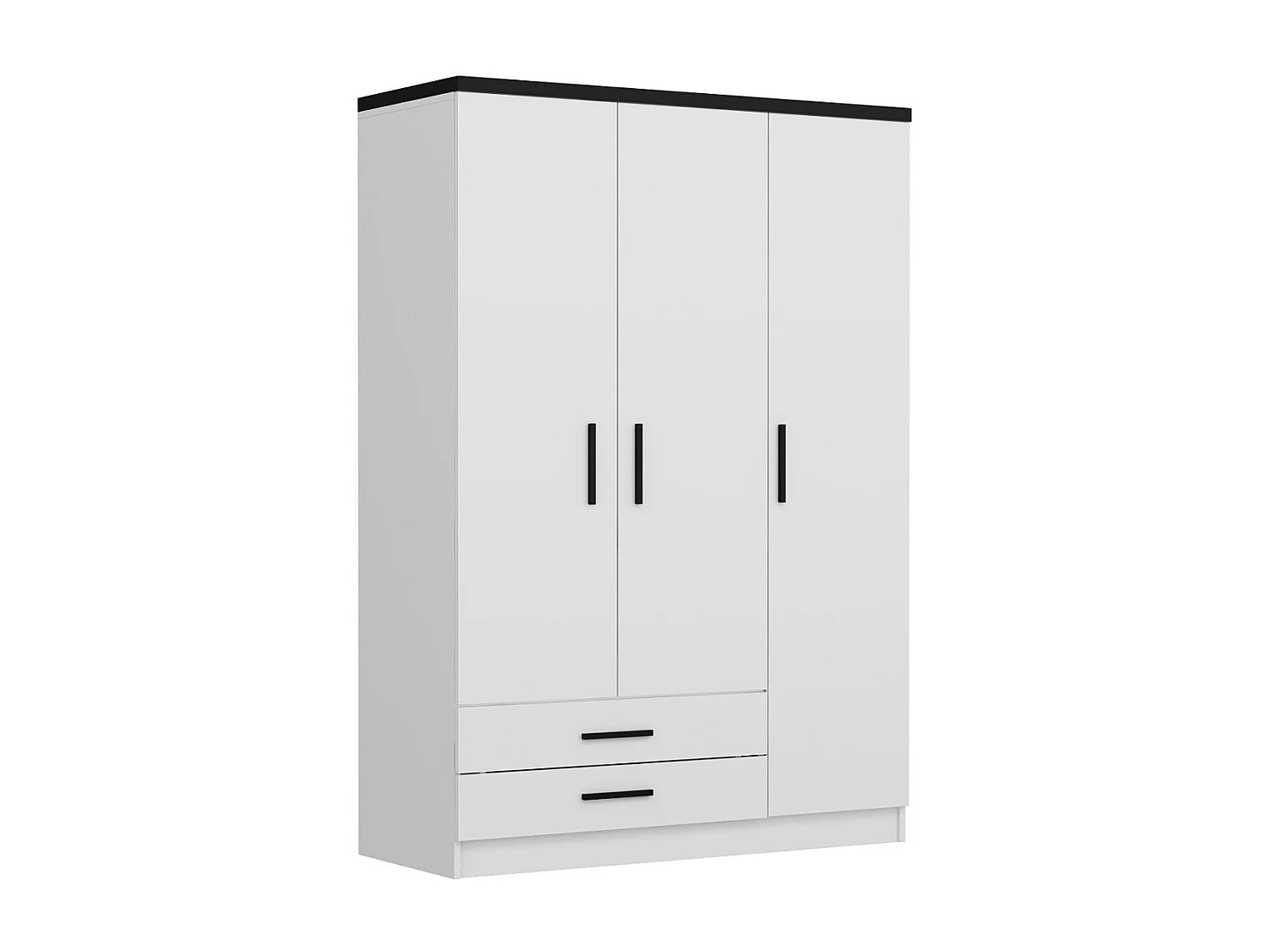 Guardaroba Kailua N109, Bianco|Nero, 210x135x52cm, Porte guardaroba: Con cerniere
