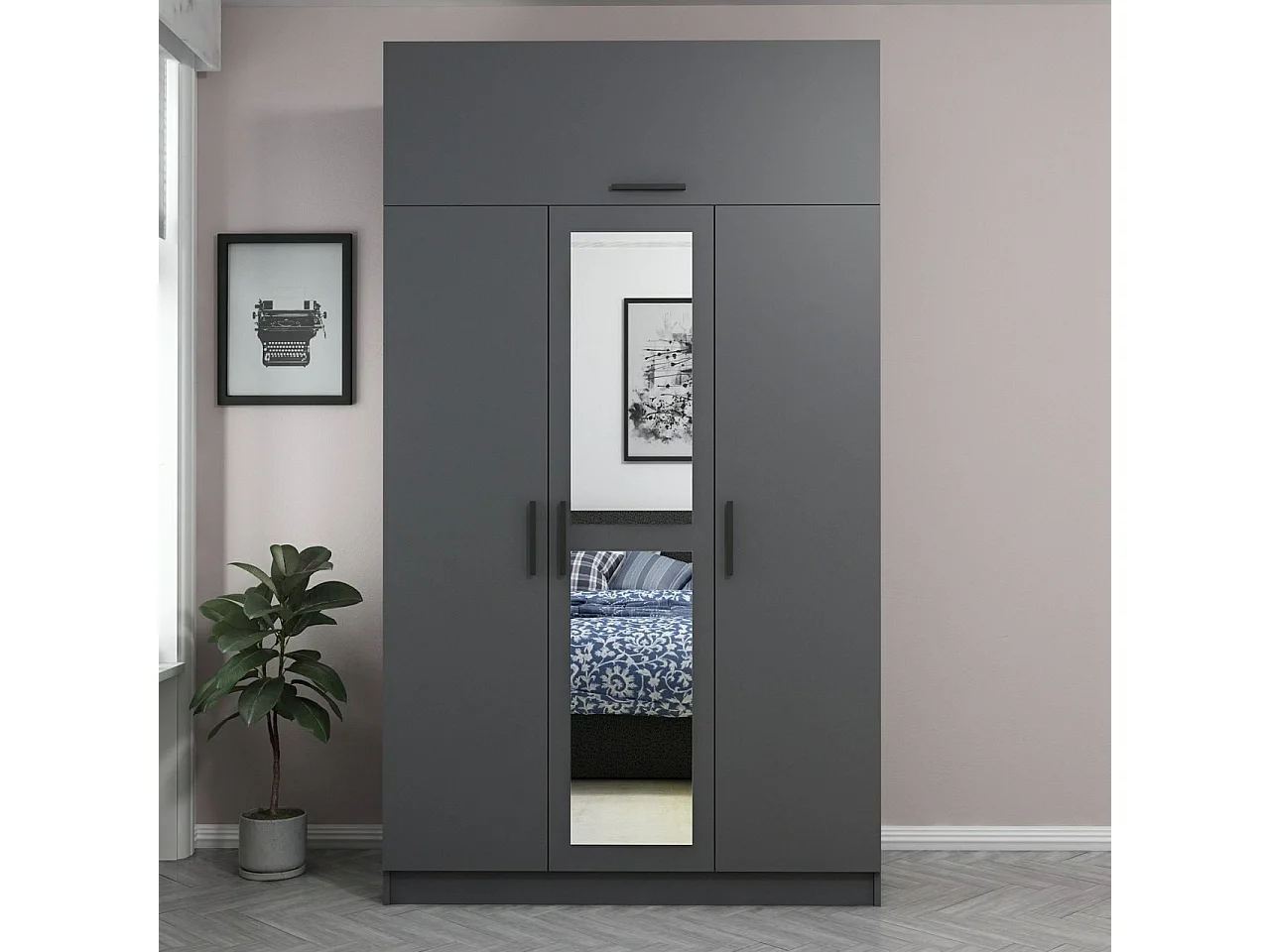 Armario Minar 3-255 antracita 135x255x52 cm