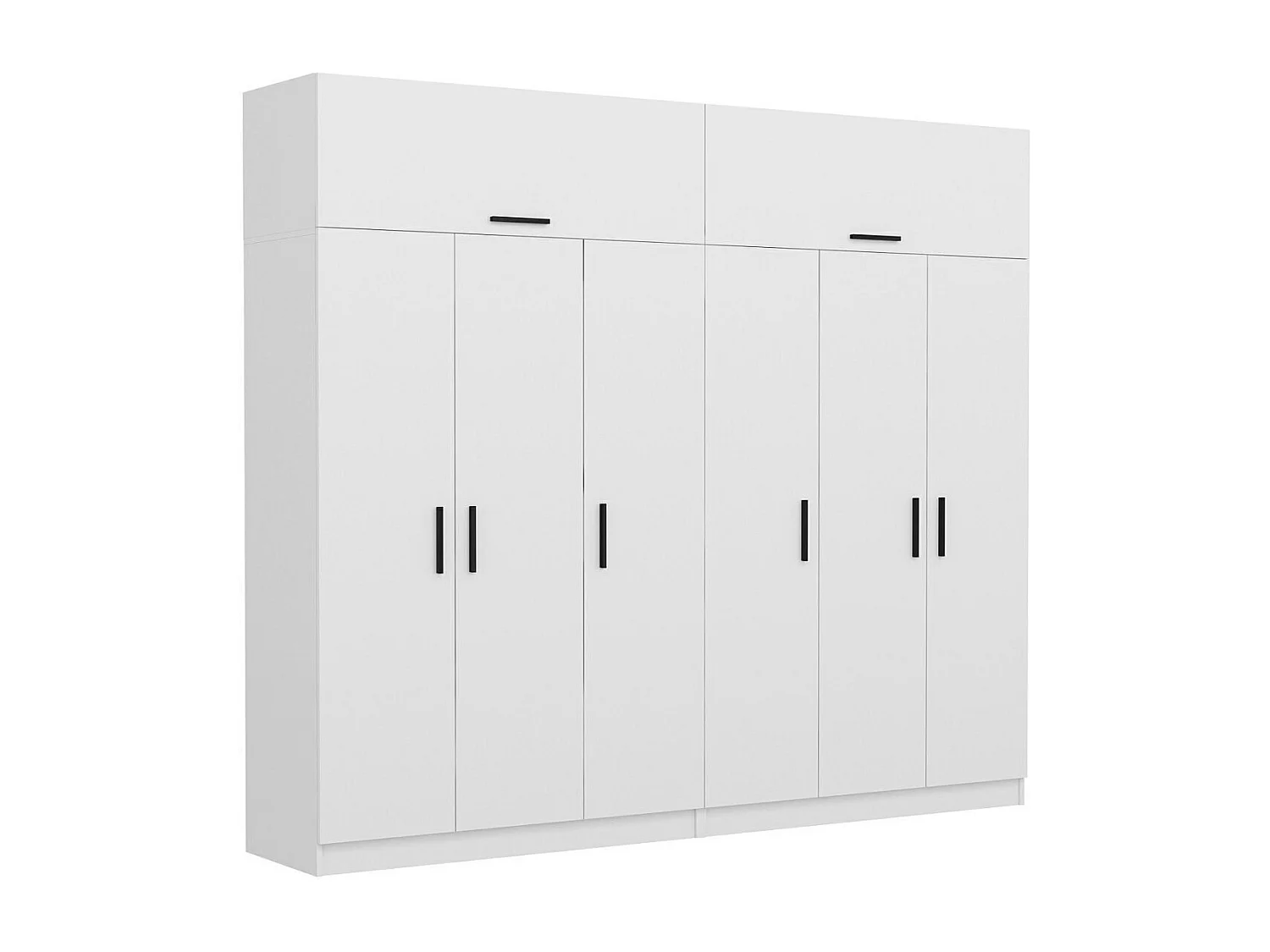 Guardaroba Kailua N128, Bianco, 235x270x52cm, Porte guardaroba: Con cerniere