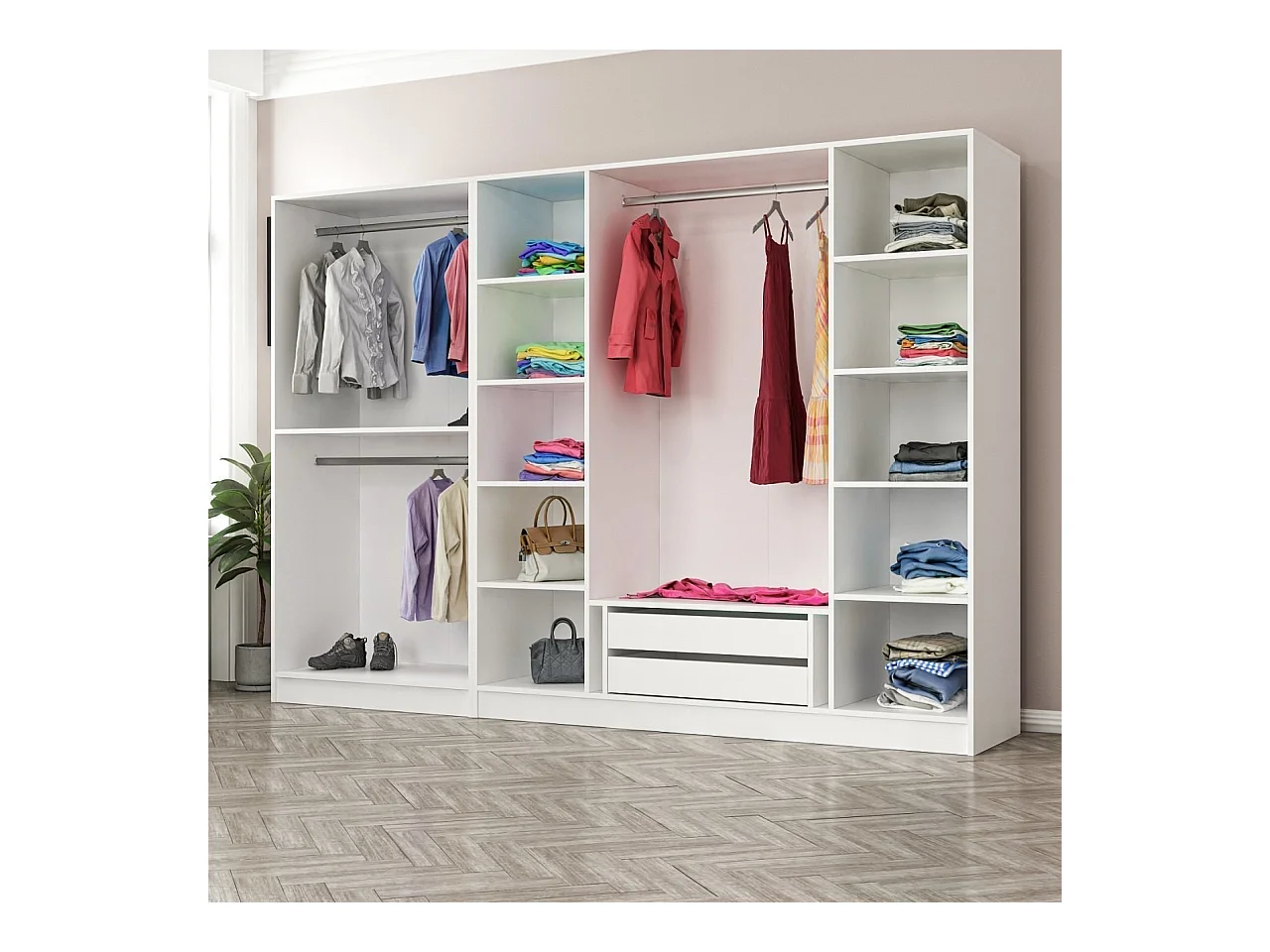 Armario Kale Country-3845 blanco 225x210x52 cm