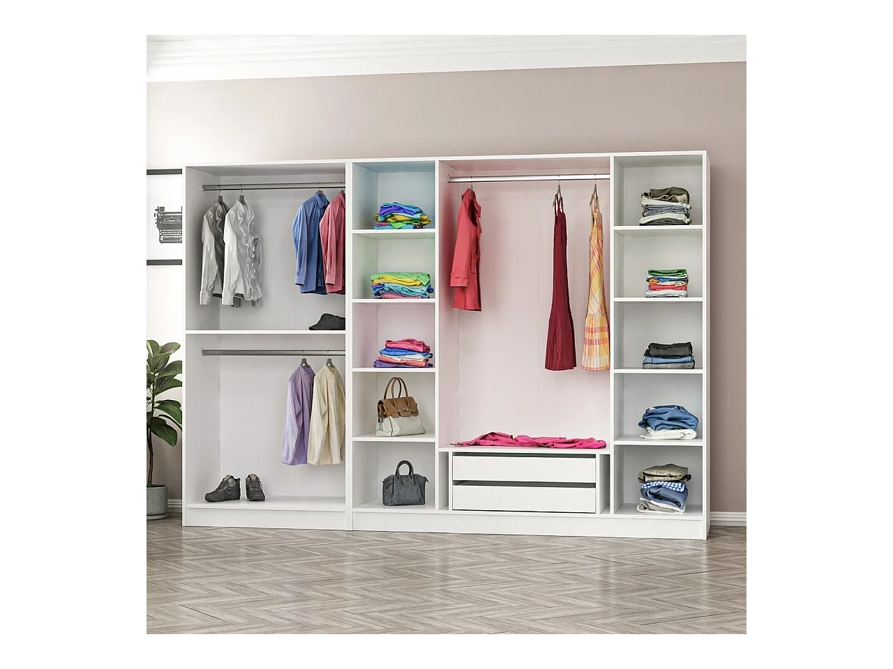 Armario Kale Country-3845 blanco 225x210x52 cm