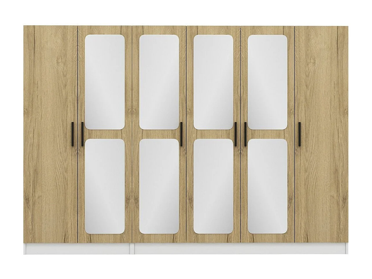 Guardaroba Kailua L315, Bianco|Noce, 190x225x52cm, Porte guardaroba: Con cerniere