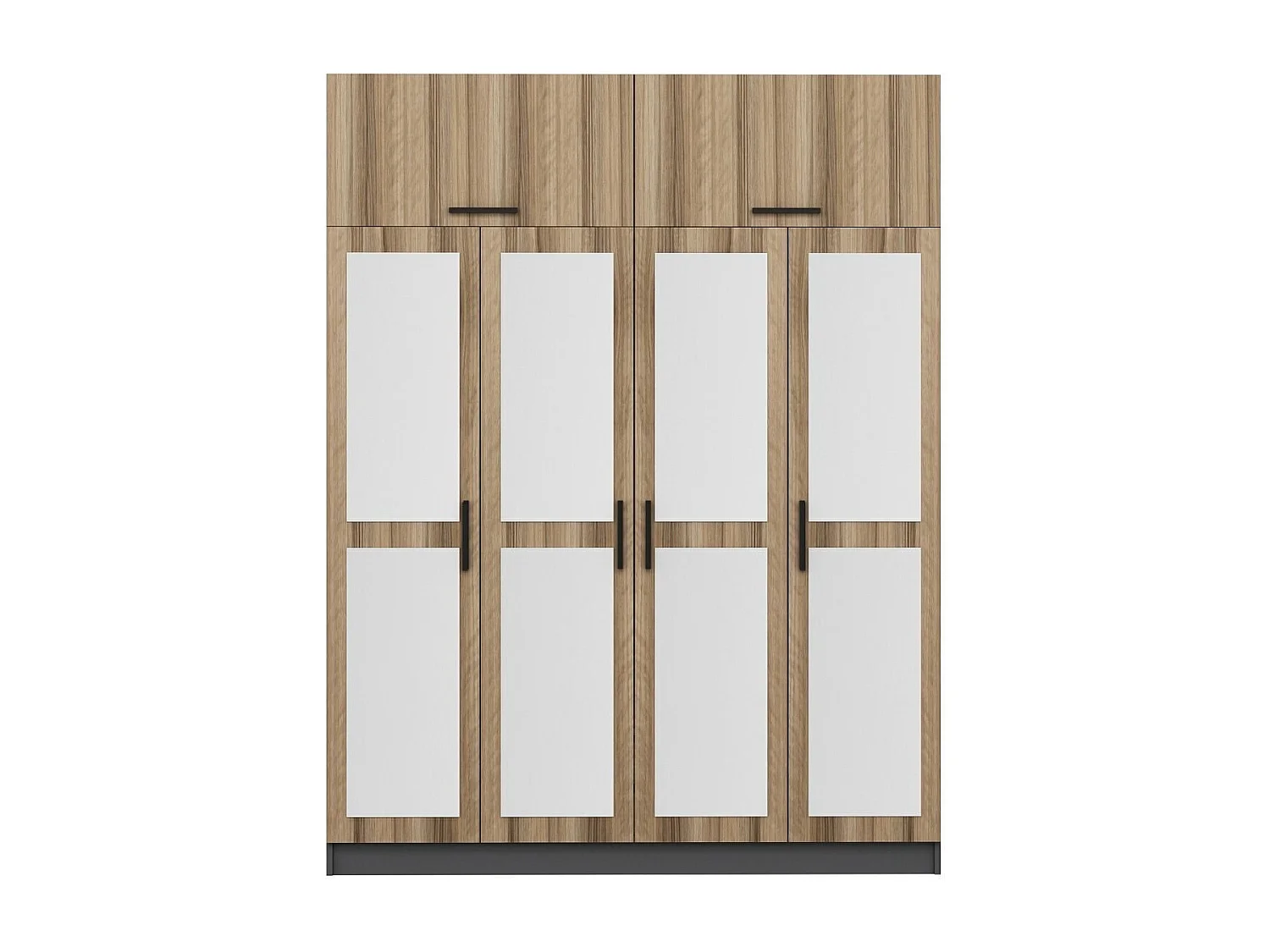 Guardaroba Kailua L150, Quercia|Antracite, 255x180x52cm, Porte guardaroba: Con cerniere