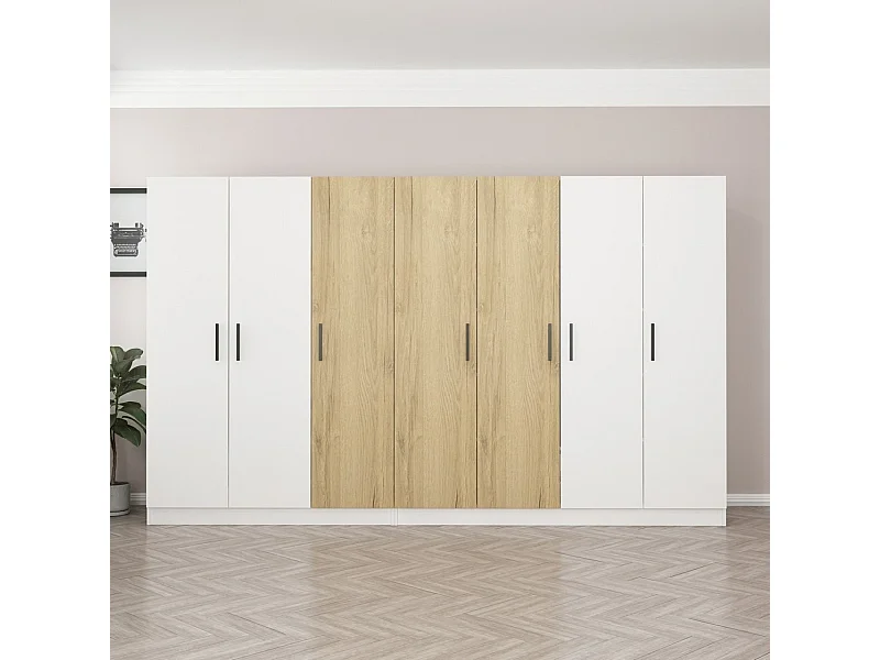 Armario Kale-3959 color nogal blanco 315x210x52 cm