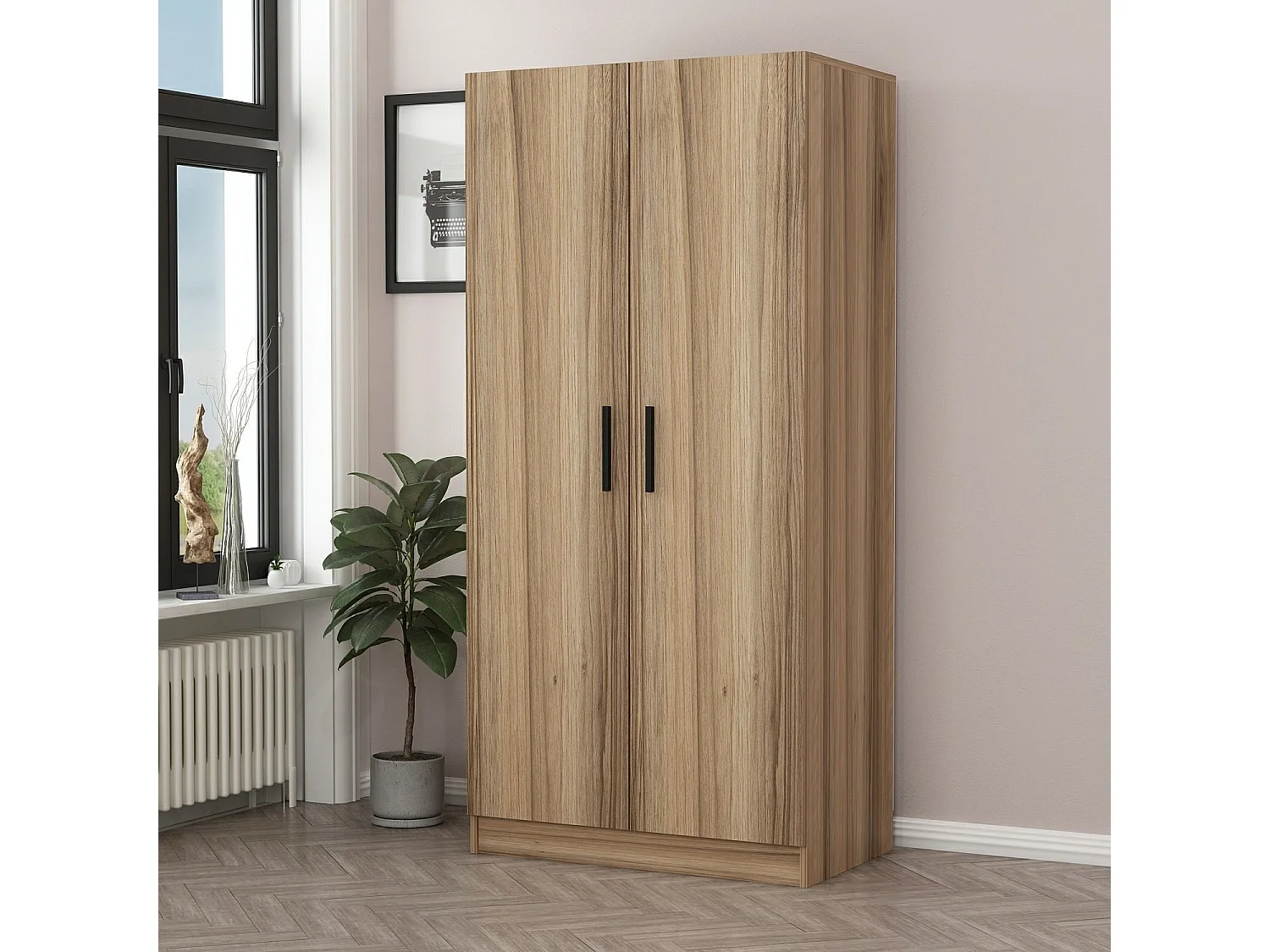 Guardaroba Kailua L100, Quercia, 190x90x52cm, Porte guardaroba: Con cerniere