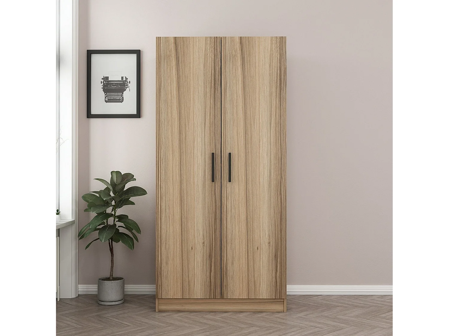 Guardaroba Kailua L100, Quercia, 190x90x52cm, Porte guardaroba: Con cerniere