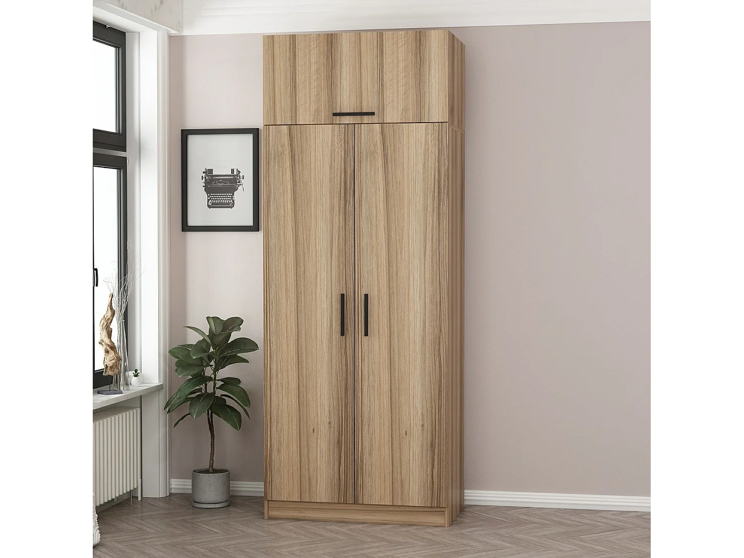 Armario Kale-2238 color roble 90x255x52 cm