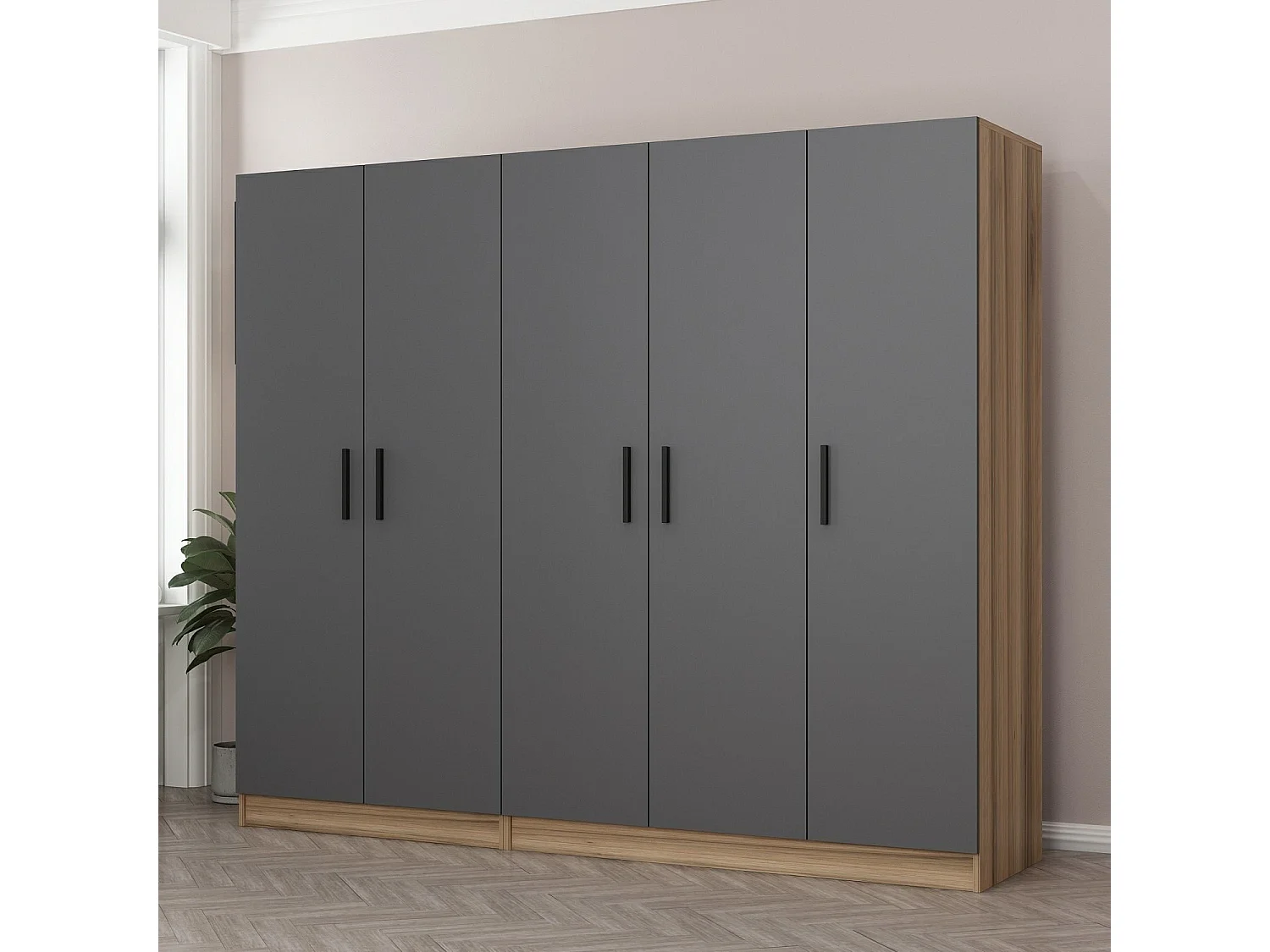 Armario Kale-7509 antracita 225x190x52 cm