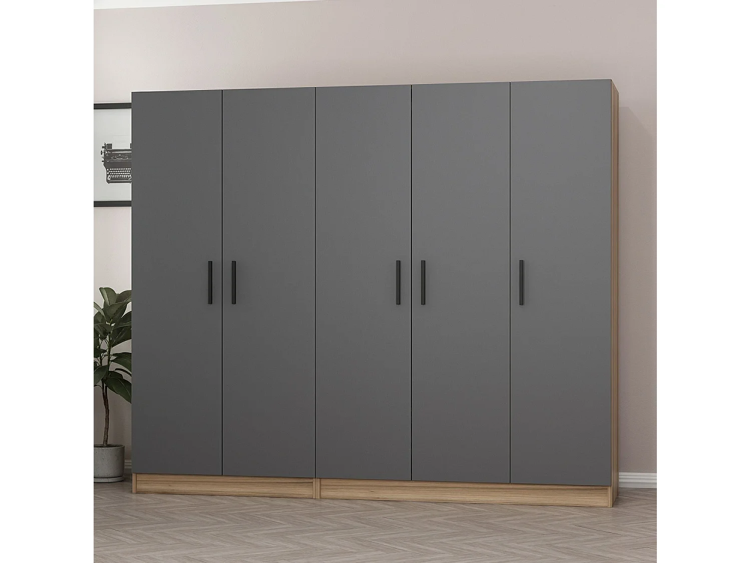 Armario Kale-7509 antracita 225x190x52 cm