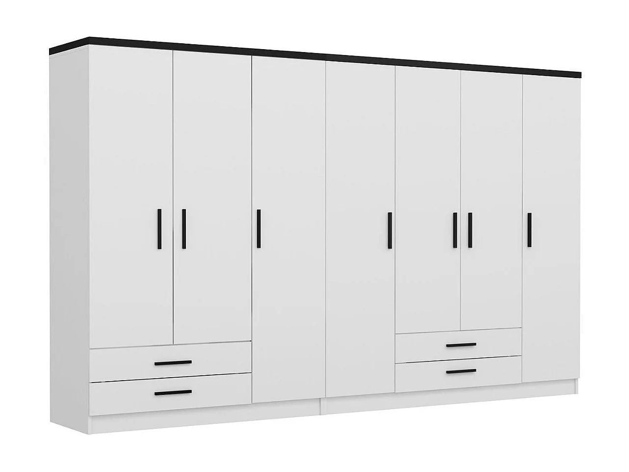 Guardaroba Kailua N102, Bianco|Nero, 190x315x52cm, Porte guardaroba: Con cerniere