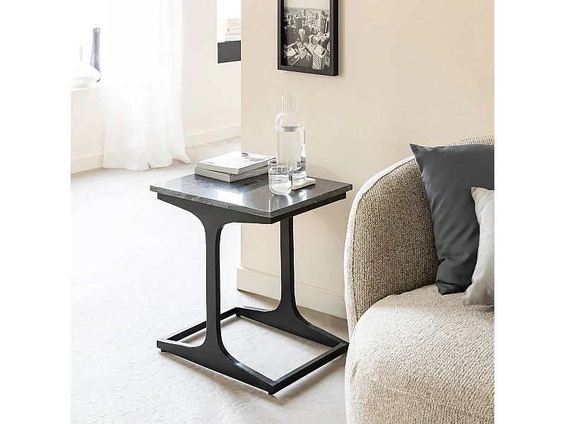 Bout de canapé en marbre et métal Felicia