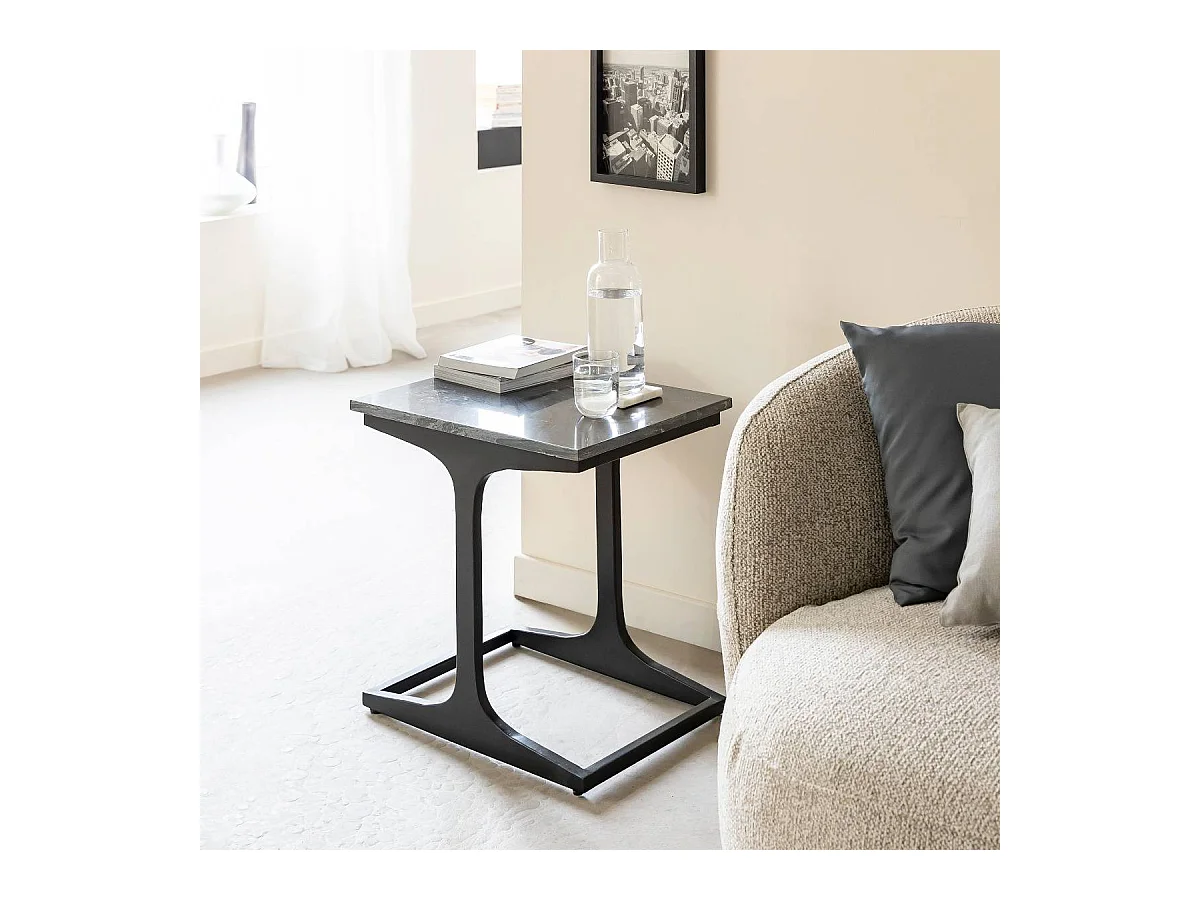 Bout de canapé en marbre et métal Felicia