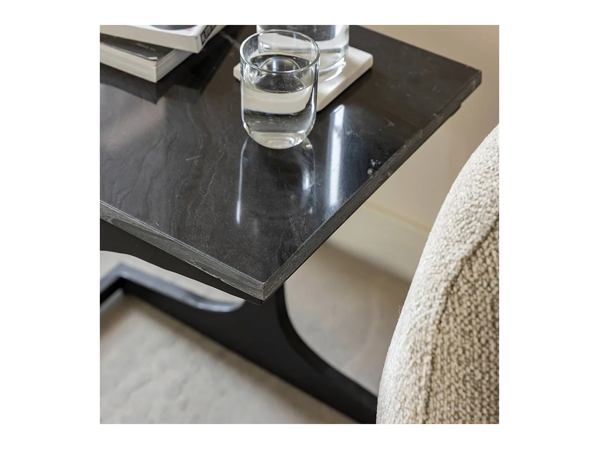 Bout de canapé en marbre et métal Felicia