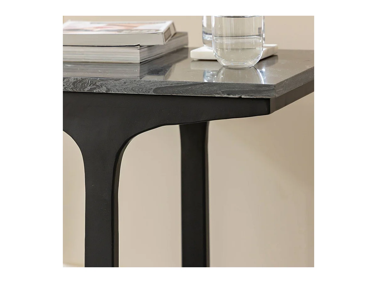 Bout de canapé en marbre et métal Felicia