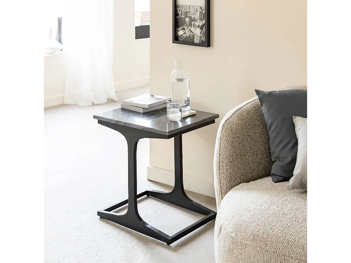 Bout de canapé en marbre et métal Felicia