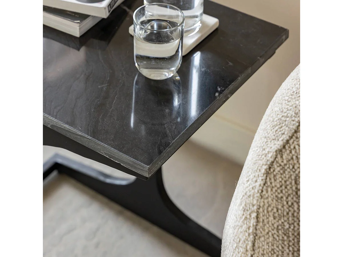 Bout de canapé en marbre et métal Felicia