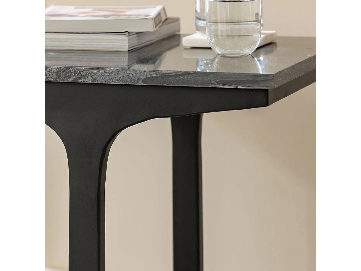 Bout de canapé en marbre et métal Felicia