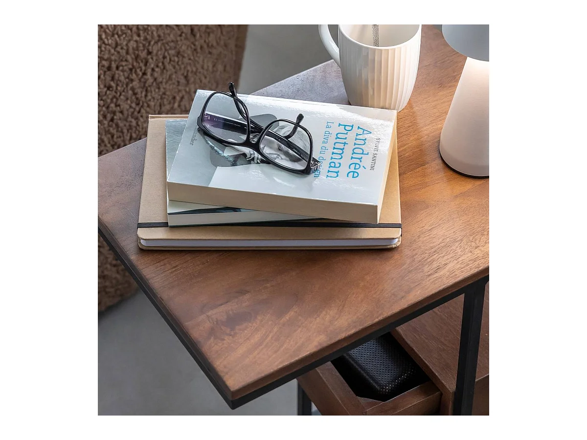 Bout de canapé en bois de manguier et métal Harald