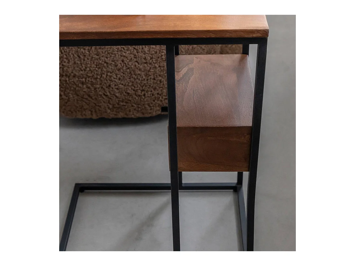 Bout de canapé en bois de manguier et métal Harald