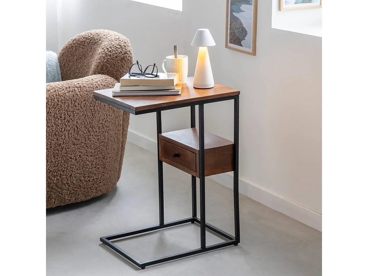 Bout de canapé en bois de manguier et métal Harald