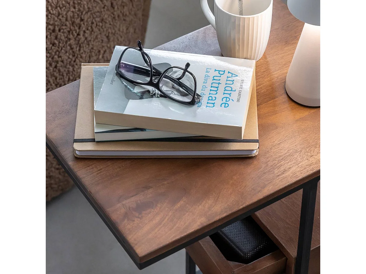 Bout de canapé en bois de manguier et métal Harald