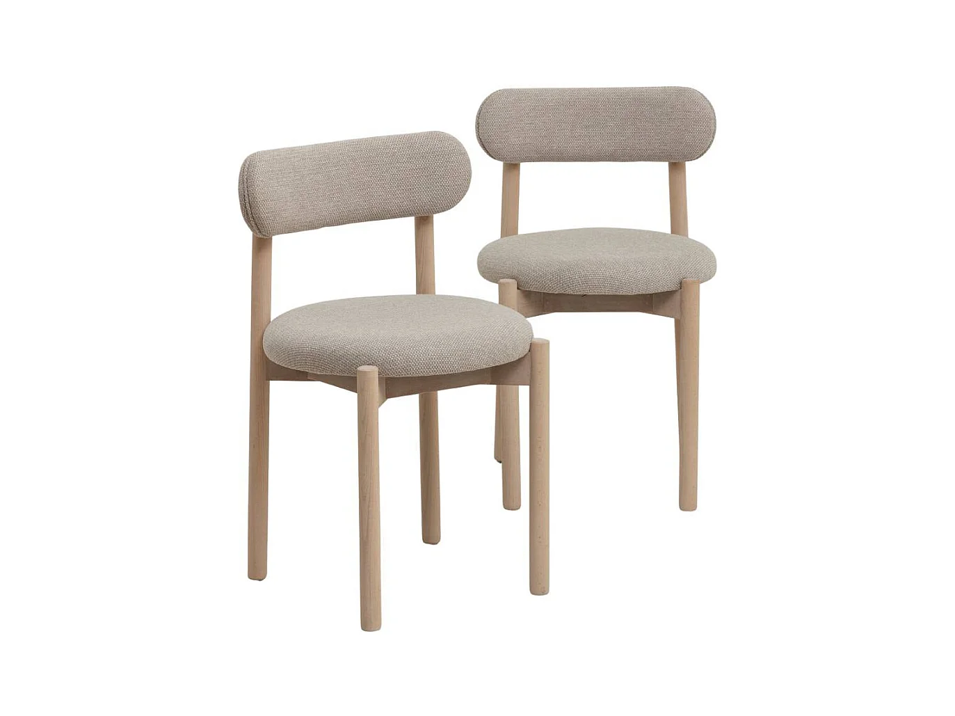 Chaise en bois de hêtre clair et tissu Aline (lot de 2)