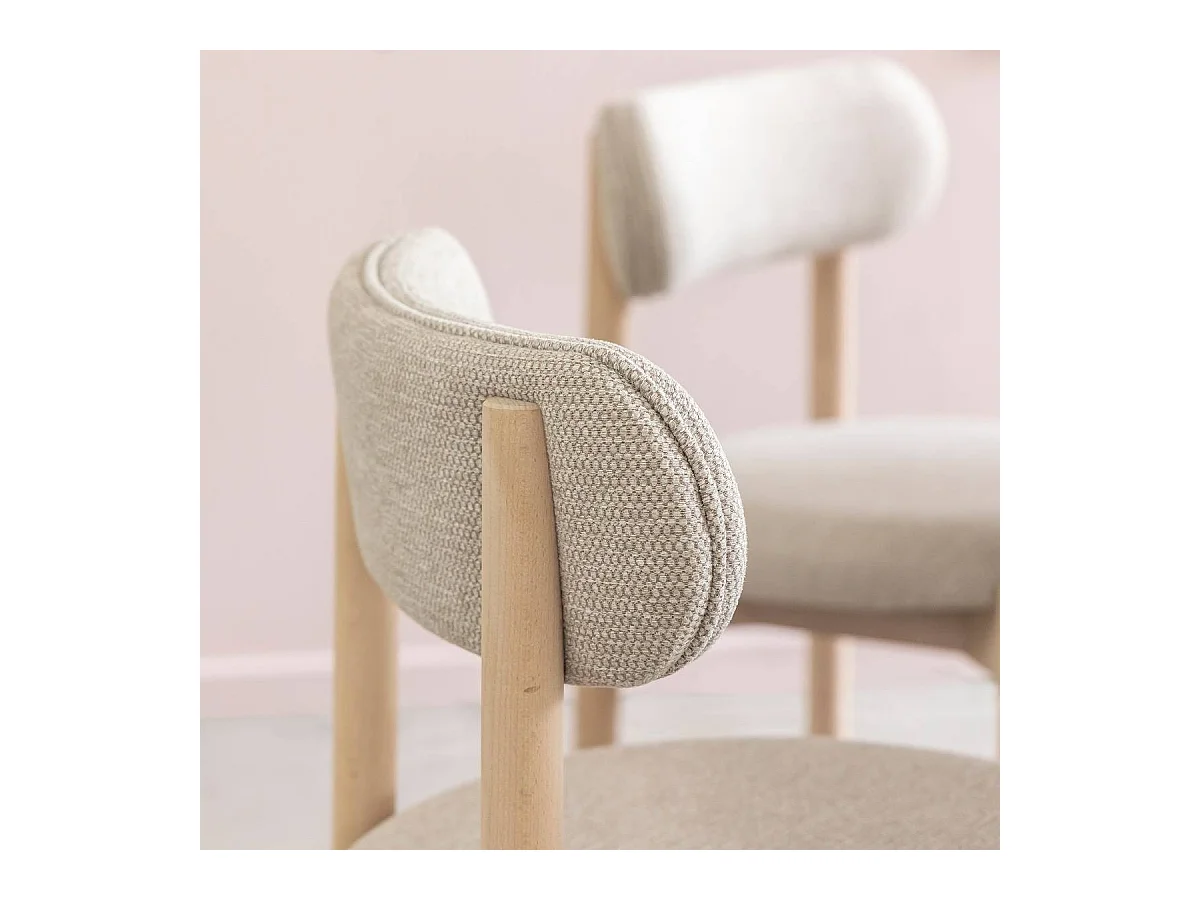 Chaise en bois de hêtre clair et tissu Aline (lot de 2)