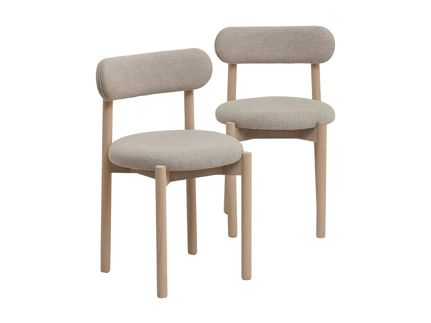 Silla de madera de haya clara y tela Aline (lote de 2)