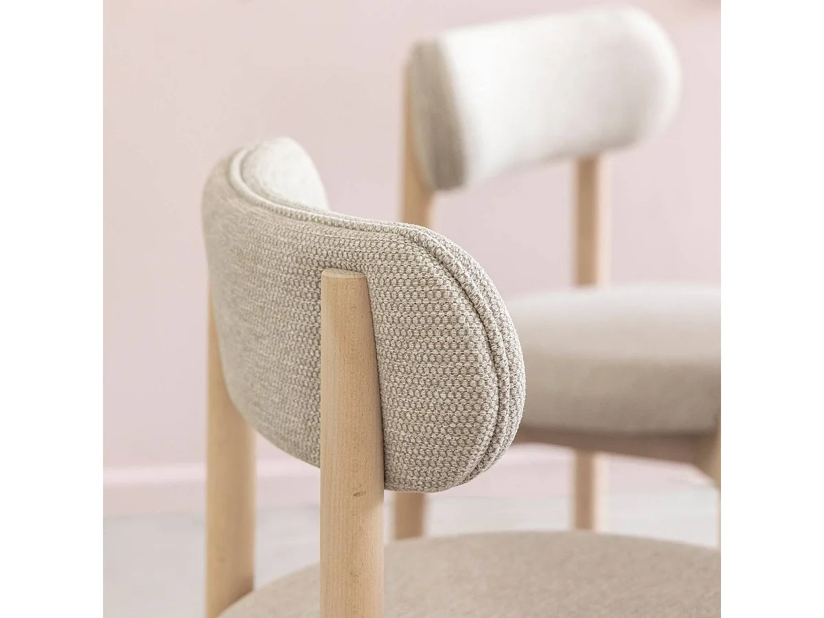 Silla de madera de haya clara y tela Aline (lote de 2)