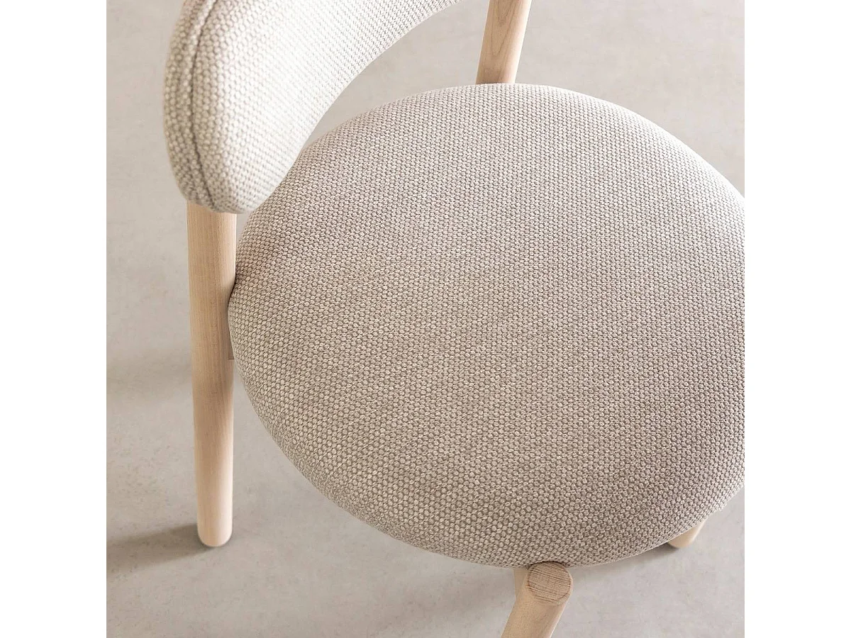 Silla de madera de haya clara y tela Aline (lote de 2)