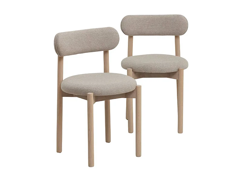 Silla de madera de haya clara y tela Aline (lote de 2)