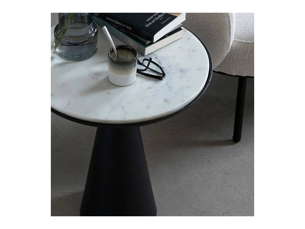 Bout de canapé en aluminium et marbre Marceau