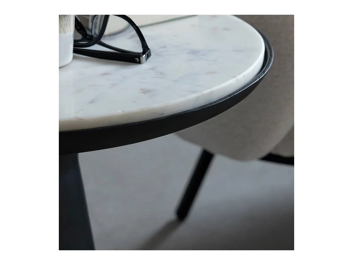 Bout de canapé en aluminium et marbre Marceau