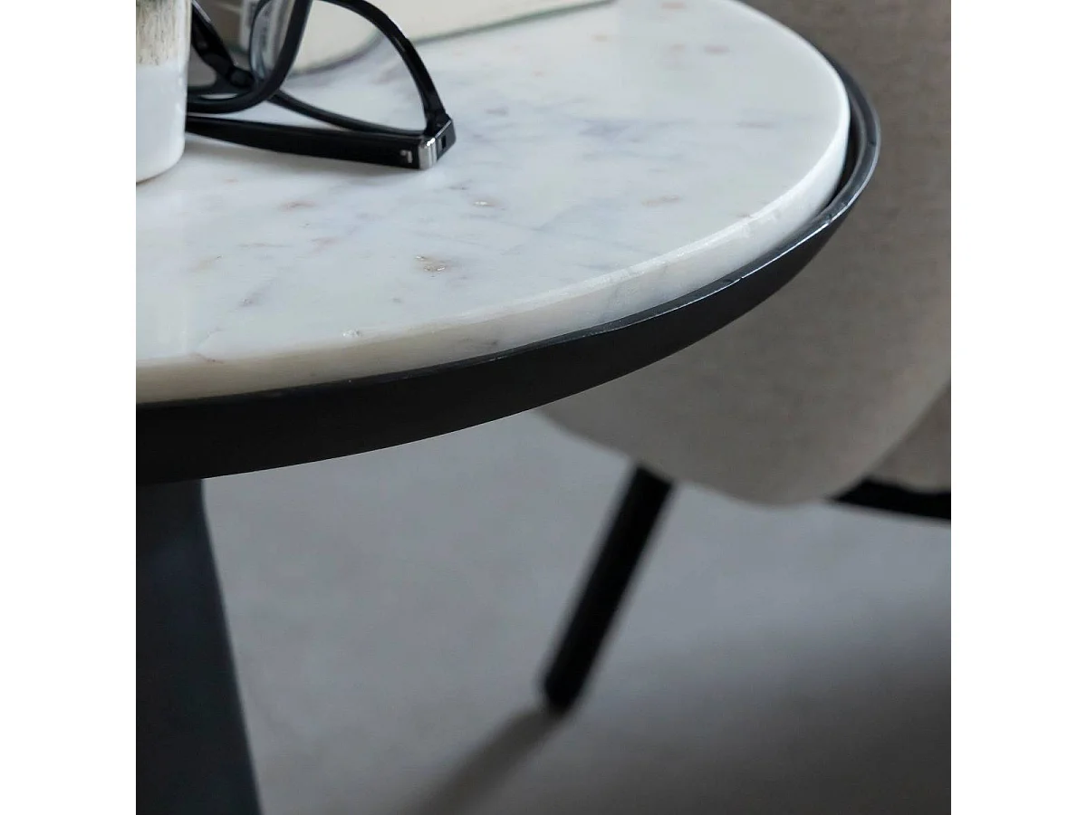 Bout de canapé en aluminium et marbre Marceau