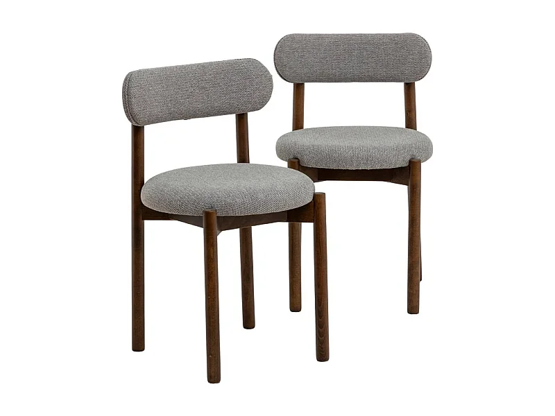 Chaise en bois de hêtre foncé et tissu Aline (lot de 2)