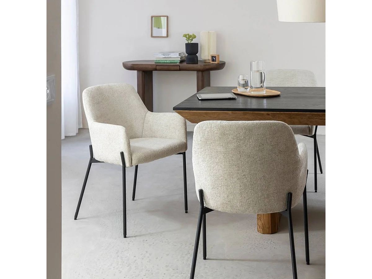 Sillón de tela crudo Kanoa (lote de 2)