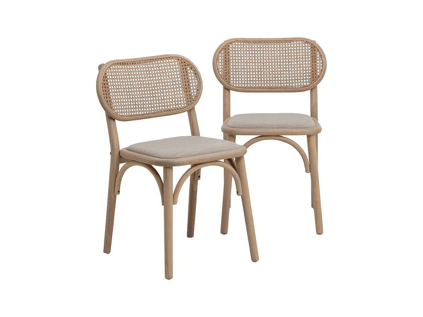 Chaise en orme clair et cannage Luzian (lot de 2)