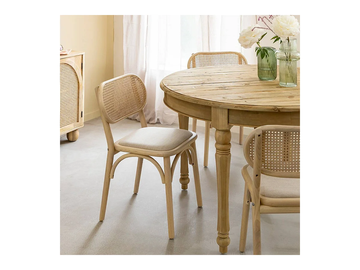 Chaise en orme clair et cannage Luzian (lot de 2)