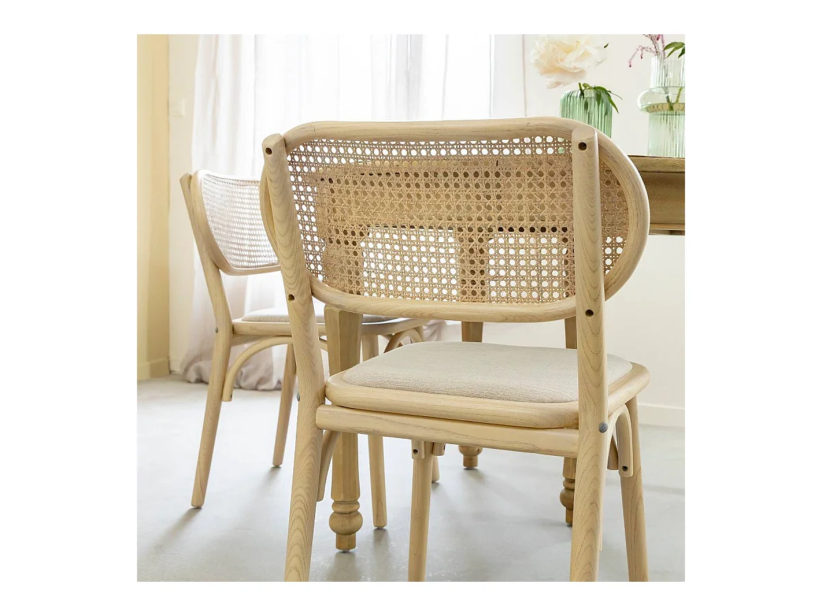 Chaise en orme clair et cannage Luzian (lot de 2)