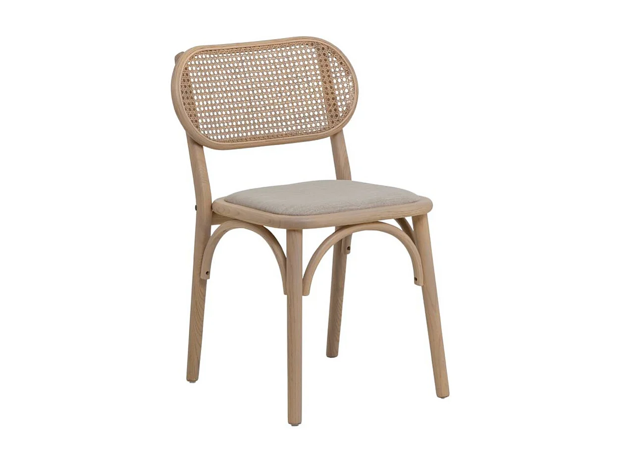 Chaise en bois d'orme clair et cannage Luzian (lot de 2)