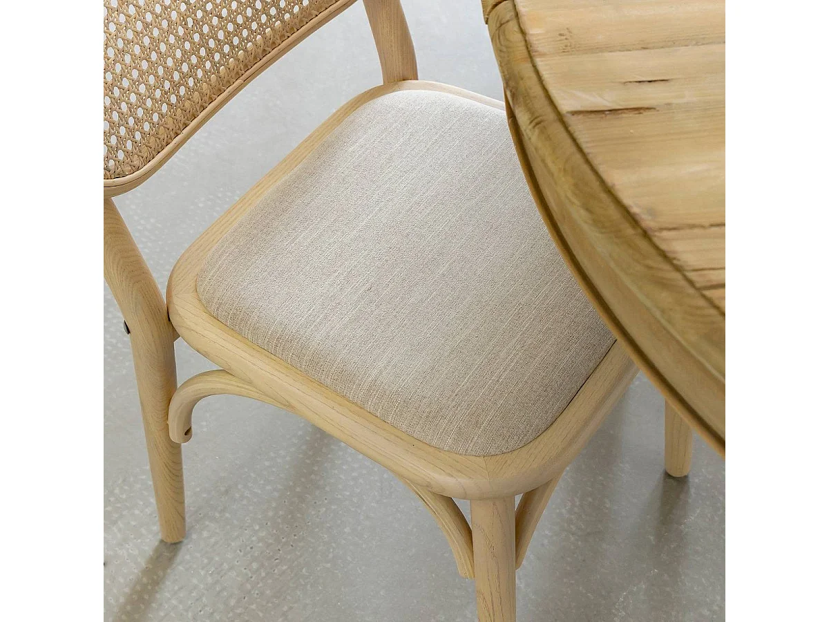 Chaise en bois d'orme clair et cannage Luzian (lot de 2)