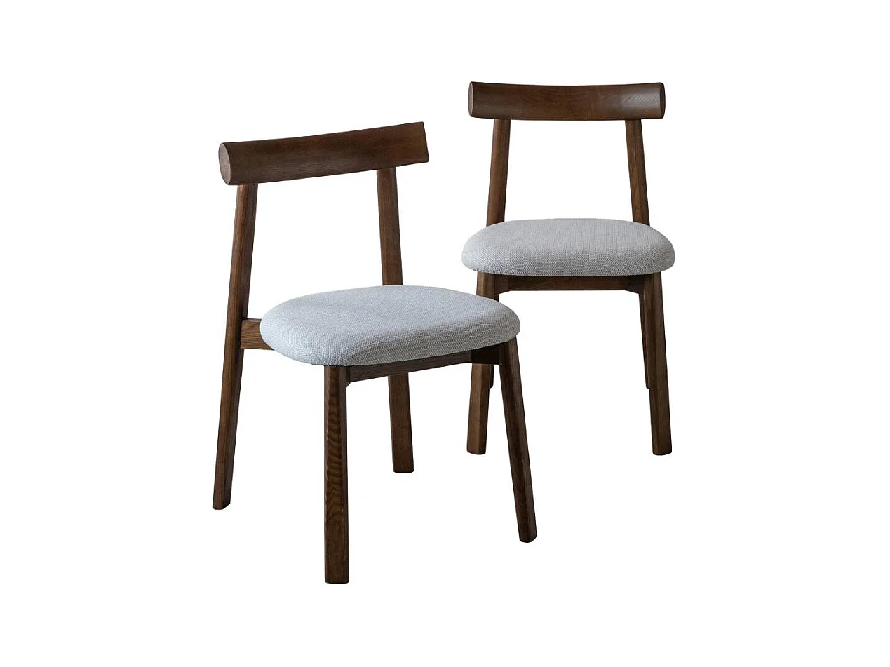 Chaise en bois de frêne foncé et tissu gris Aline (lot de 2)
