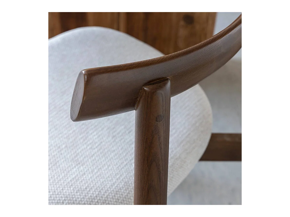 Chaise en bois de frêne foncé et tissu gris Aline (lot de 2)