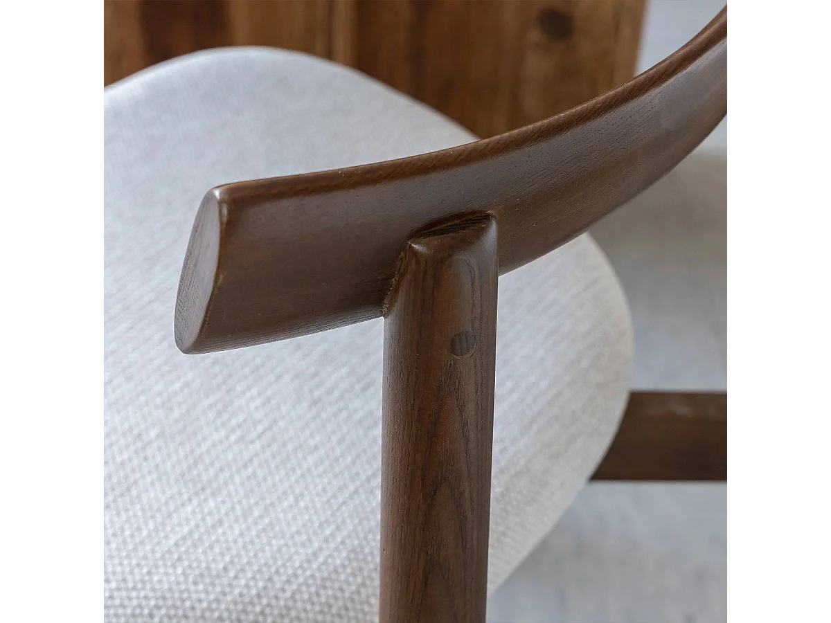 Chaise en bois de frêne foncé et tissu gris Neris (lot de 2)