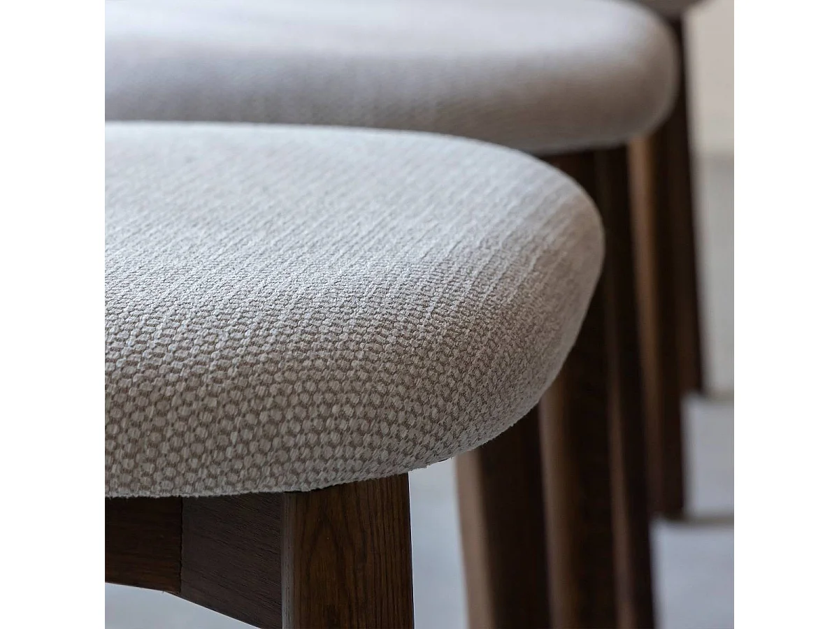 Chaise en bois de frêne foncé et tissu gris Neris (lot de 2)