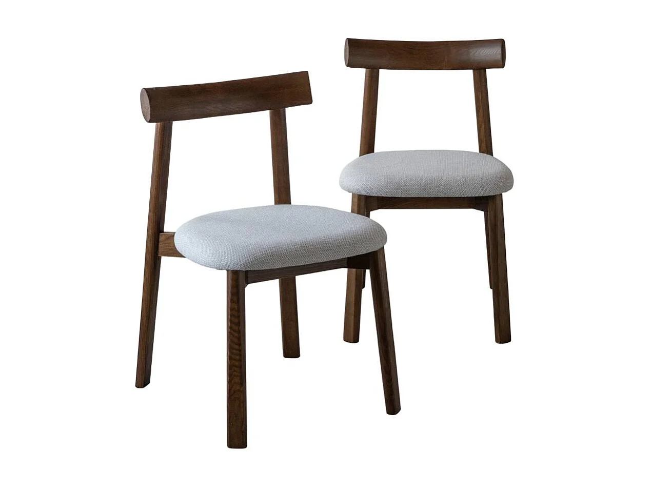 Chaise en bois de frêne et tissu gris Neris (lot de 2)