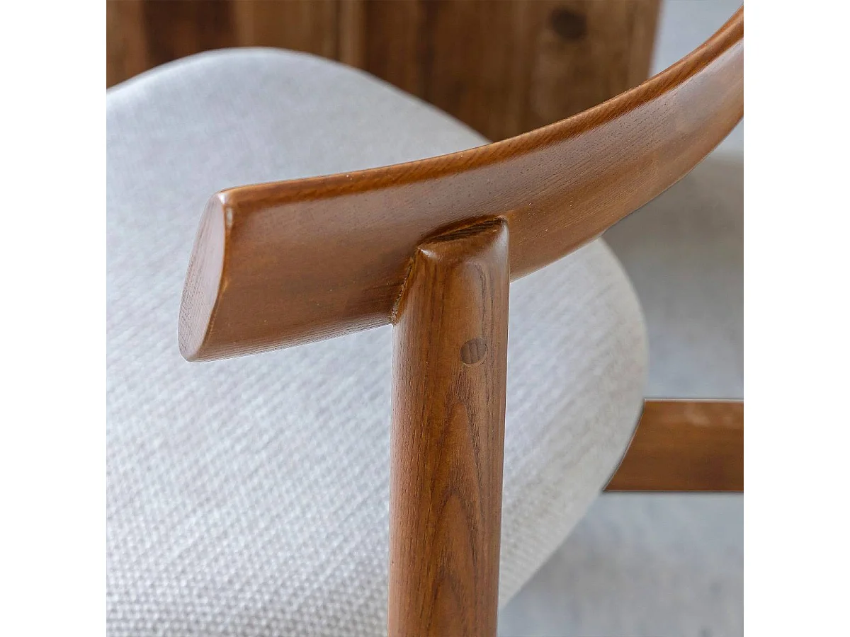 Chaise en bois de frêne et tissu gris Neris (lot de 2)