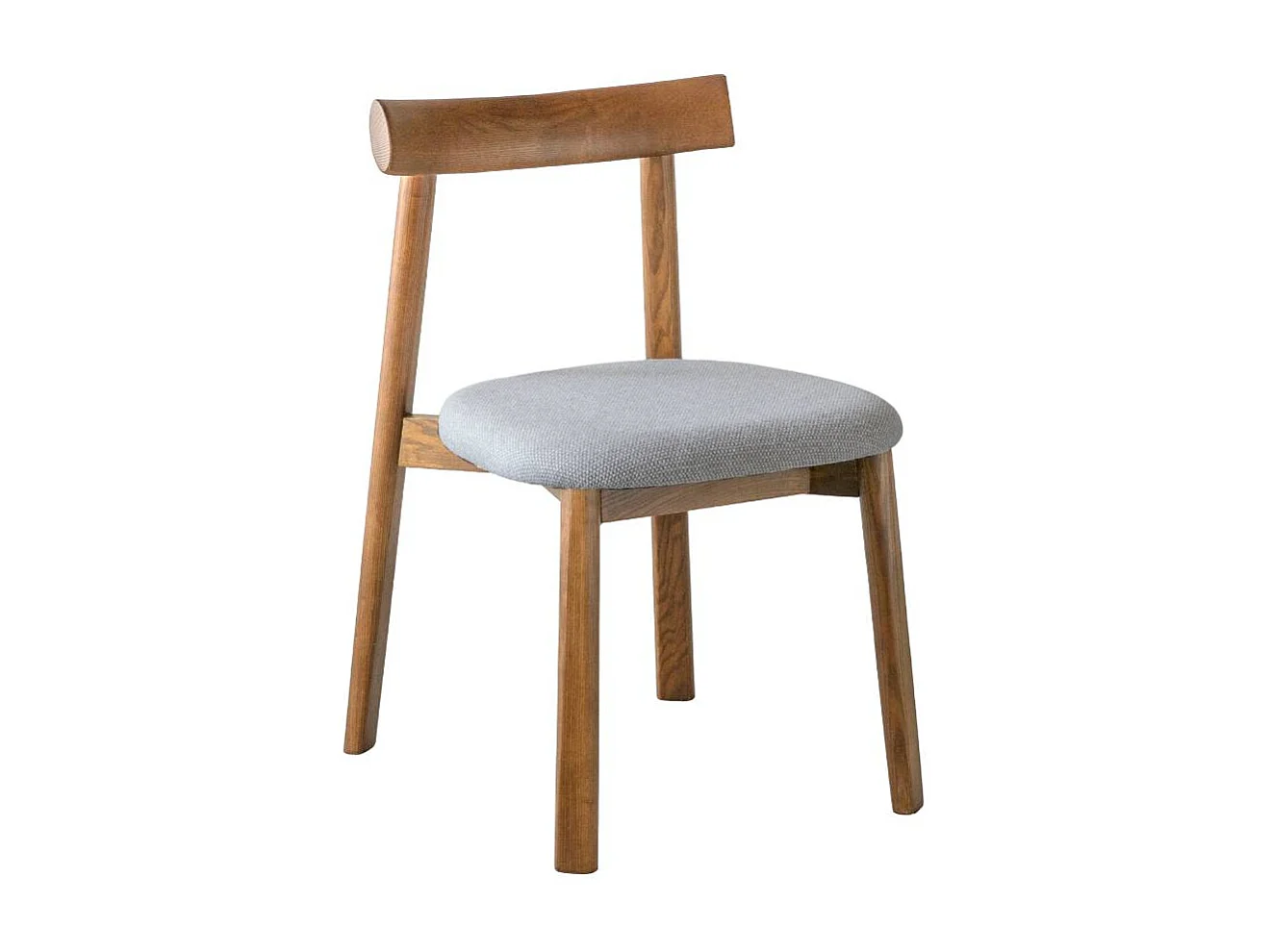 Chaise en bois de frêne et tissu gris Neris (lot de 2)