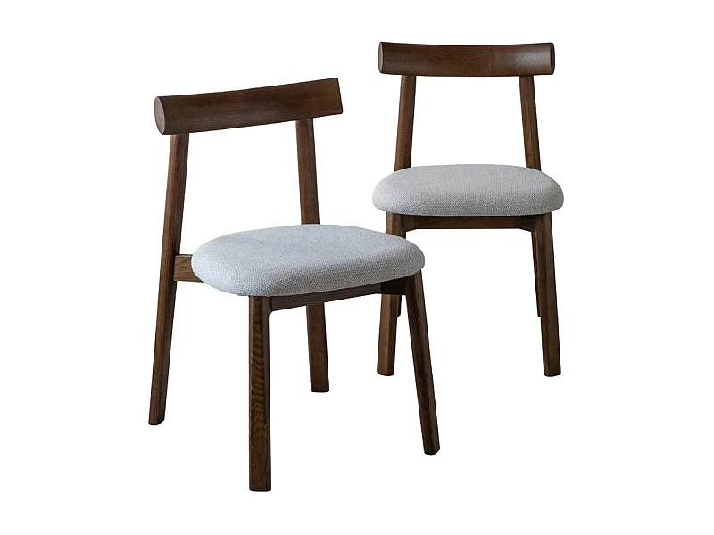 Chaise en bois de frêne et tissu gris Neris (lot de 2)