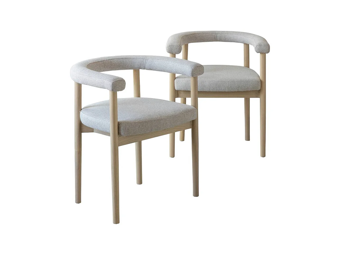 Chaise en bois d'orme et tissu gris Aline (lot de 2)